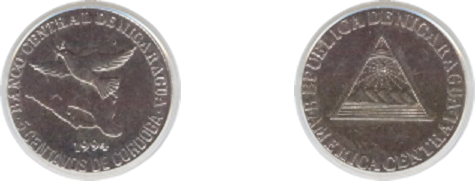 Moneda 5 centavos de córdoba 1994