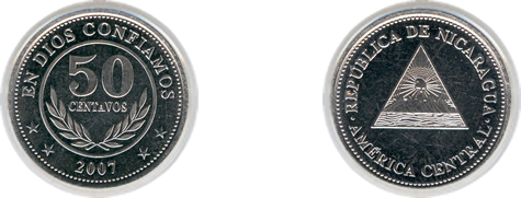 Moneda 50 centavos de córdoba 2007