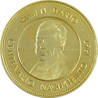 Anverso de la moneda Centenario del Nacimiento de Rubén Darío