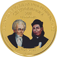 Anverso de la moneda Bicentenario de la Independencia de Centroamérica