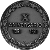Anverso de la moneda X Aniversario del Banco Central de Nicaragua