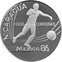 Anverso de la moneda Nicaragua Mexico 86