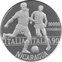 Anverso de la moneda Nicaragua Italia 90