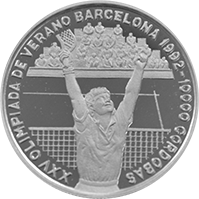 Anverso de la moneda XXV Olimpiadas de Verano Barcelona 1992 Tenis