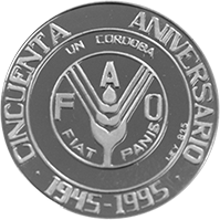 Anverso de la moneda 50 Aniversario de la FAO