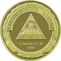 Reverso de la moneda 50 Aniversario del Banco Central de Nicaragua