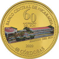 Anverso de la moneda 60 Aniversario del Banco Central de Nicaragua