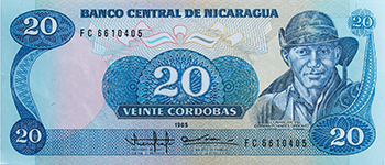 Anverso del billete <span>Billete Desmonetizado de 20 Córdobas</span>
