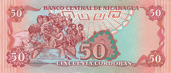 Reverso del billete <span>Billete Desmonetizado de 50 Córdobas</span>
