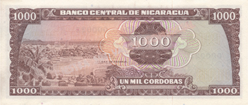 Reverso del billete <span>Billete Desmonetizado de 1,000 Córdobas</span>
