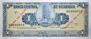 Anverso del billete <span>Billete Espécimen Desmonetizado de 1 Córdoba</span>

