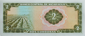 Reverso del billete <span>Billete Desmonetizado de 2 Córdobas</span>
