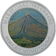 Anverso de la moneda XI Serie Iberoamericana – Volcán Momotombo