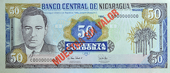 Anverso del billete <span>Billete Espécimen Circulación de 50 Córdobas</span>

