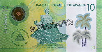Reverso del billete <span>Billete Espécimen Circulación de 10 Córdobas</span>
