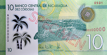 Anverso del billete <span>Billete Espécimen Circulación de 10 Córdobas</span>

