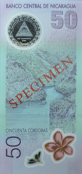 Reverso del billete <span>Billete Espécimen Circulación de 50 Córdobas - Conmemorativo</span>
