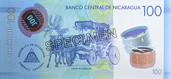 Anverso del billete <span>Billete Espécimen Circulación de 100 Córdobas</span>
