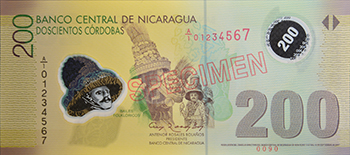 Anverso del billete <span>Billete Espécimen Circulación de 200 Córdobas</span>
