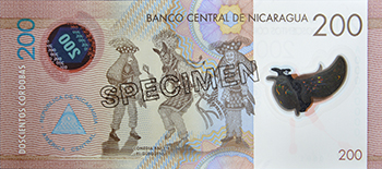 Reverso del billete <span>Billete Espécimen Circulación de 200 Córdobas</span>
