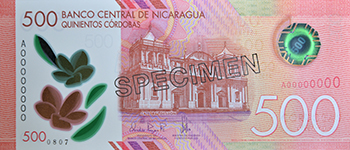 Anverso del billete <span>Billete Espécimen Circulación de 500 Córdobas</span>
