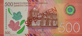 Anverso del billete <span>Billete Espécimen Circulación de 500 Córdobas</span>
