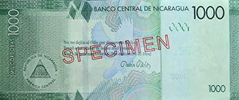 Reverso del billete <span>Billete Espécimen Circulación de 1,000 Córdobas Conmemorativo</span>
