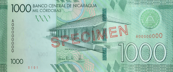 Anverso del billete <span>Billete Espécimen Circulación de 1,000 Córdobas</span>

