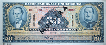 Anverso del billete <span>Billete Espécimen Desmonetizado de 50 Córdobas</span>
