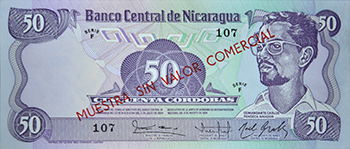 Anverso del billete <span>Billete Espécimen Desmonetizado de 50 Córdobas</span>

