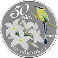 Anverso de la moneda 50 Aniversario del Banco Central de Nicaragua