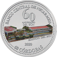 Anverso de la moneda 60 Aniversario del Banco Central de Nicaragua