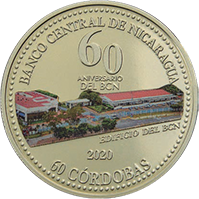 Anverso de la moneda 60 Aniversario del Banco Central de Nicaragua