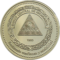Reverso de la moneda 60 Aniversario del Banco Central de Nicaragua