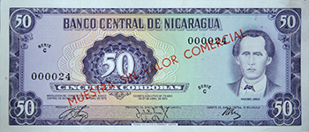 Anverso del billete <span>Billete Espécimen Desmonetizado de 50 Córdobas</span>
